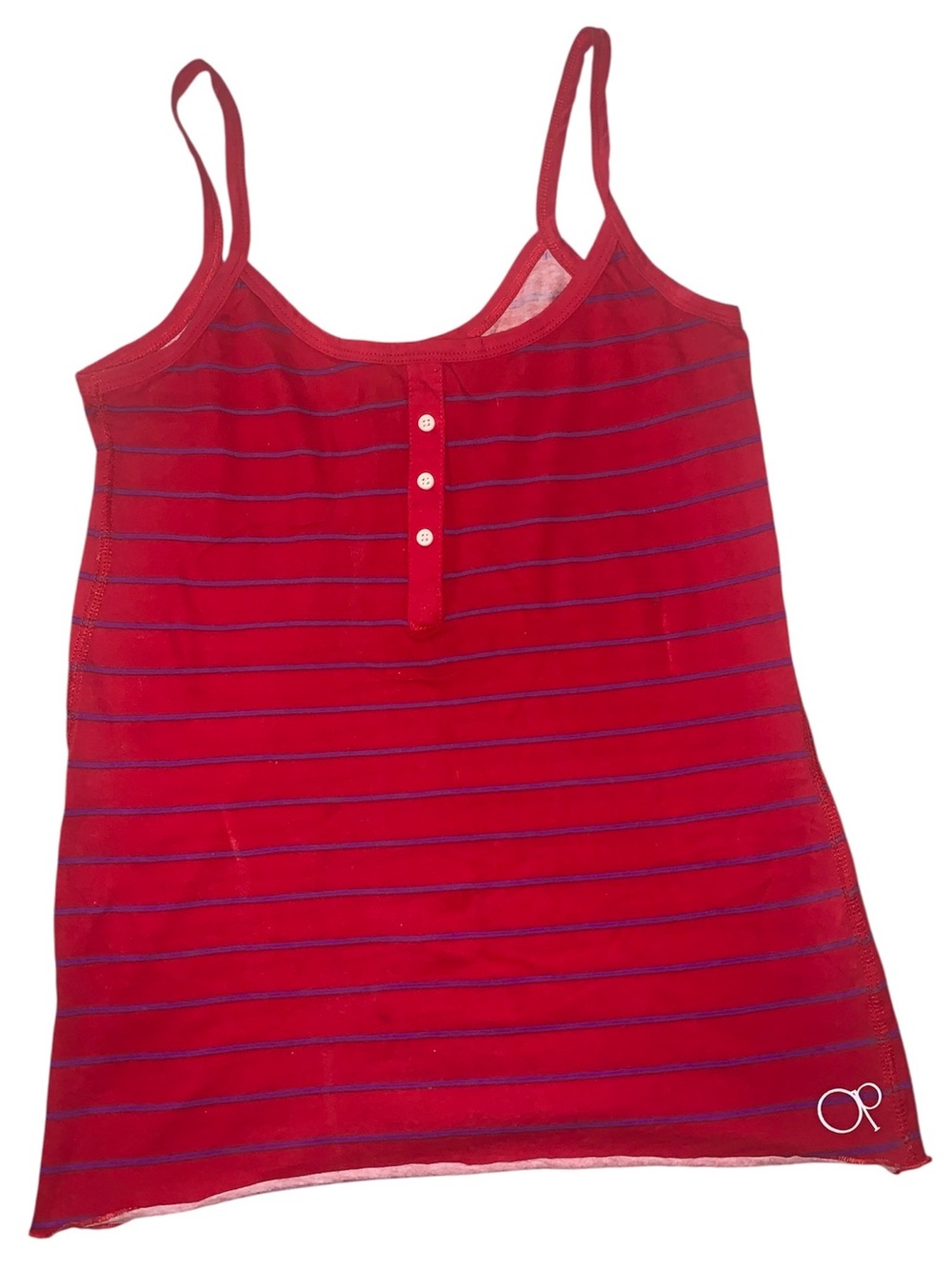 OP Red Striped Cami Slip with Button Front